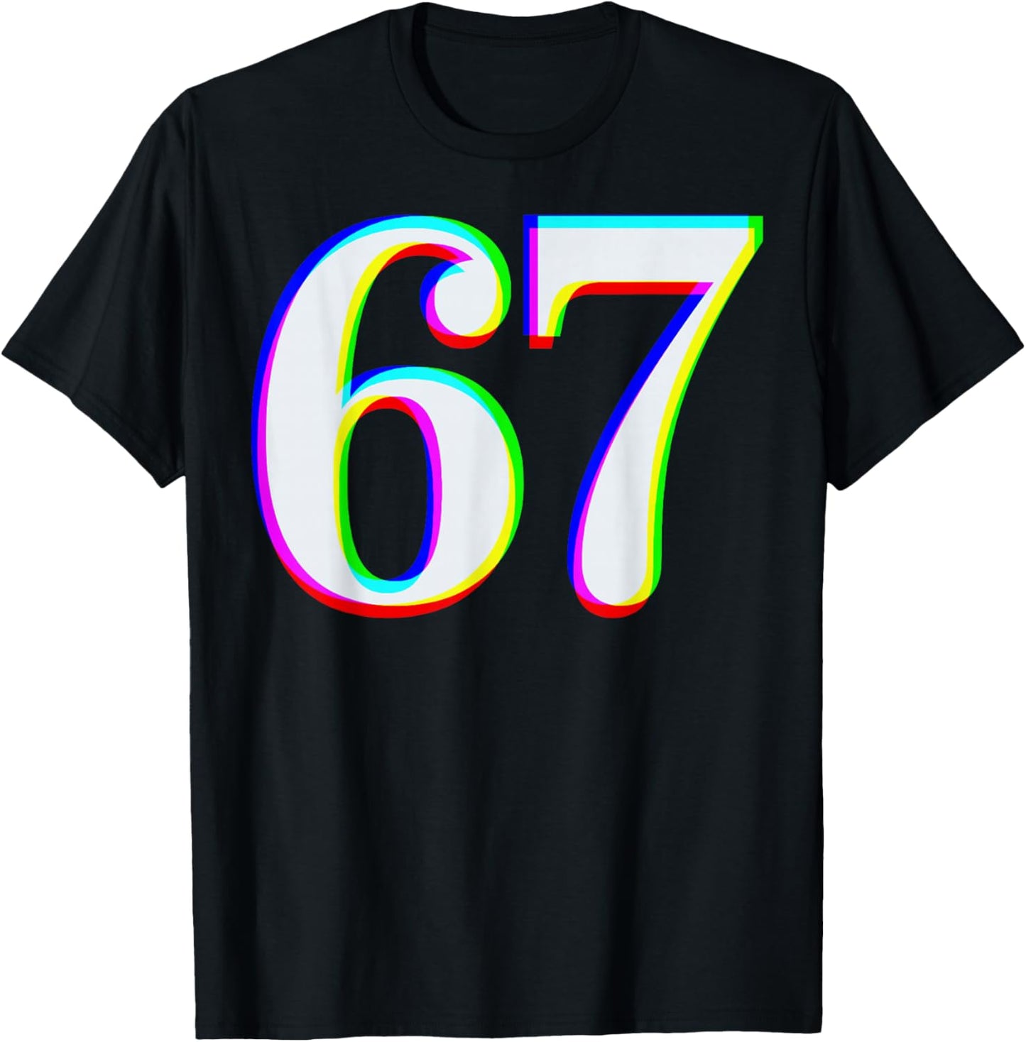 Funny Six Seven 67 Meme Gen Alpha Slang Brainrot Girl Boy T-Shirt - T-Shirt | Black