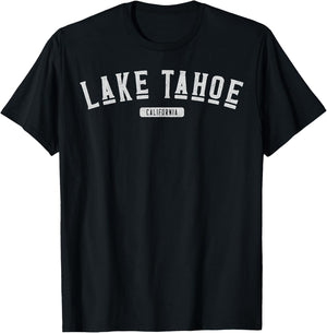 Lake Tahoe Mountain California Retro Outdoor Nature T-Shirt - T-Shirt | Black