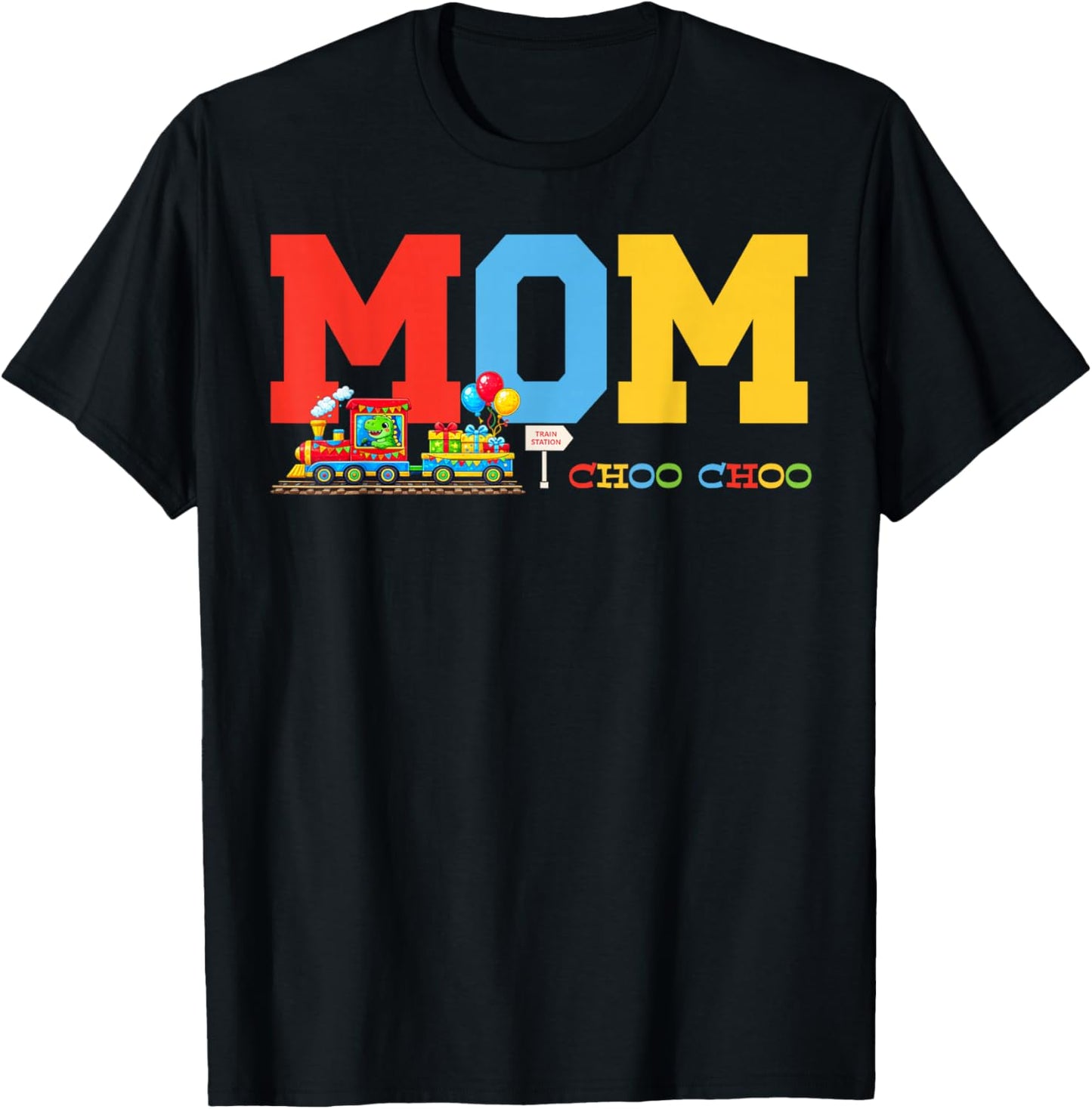 Train Birthday Mom T-Shirt - T-Shirt | Black