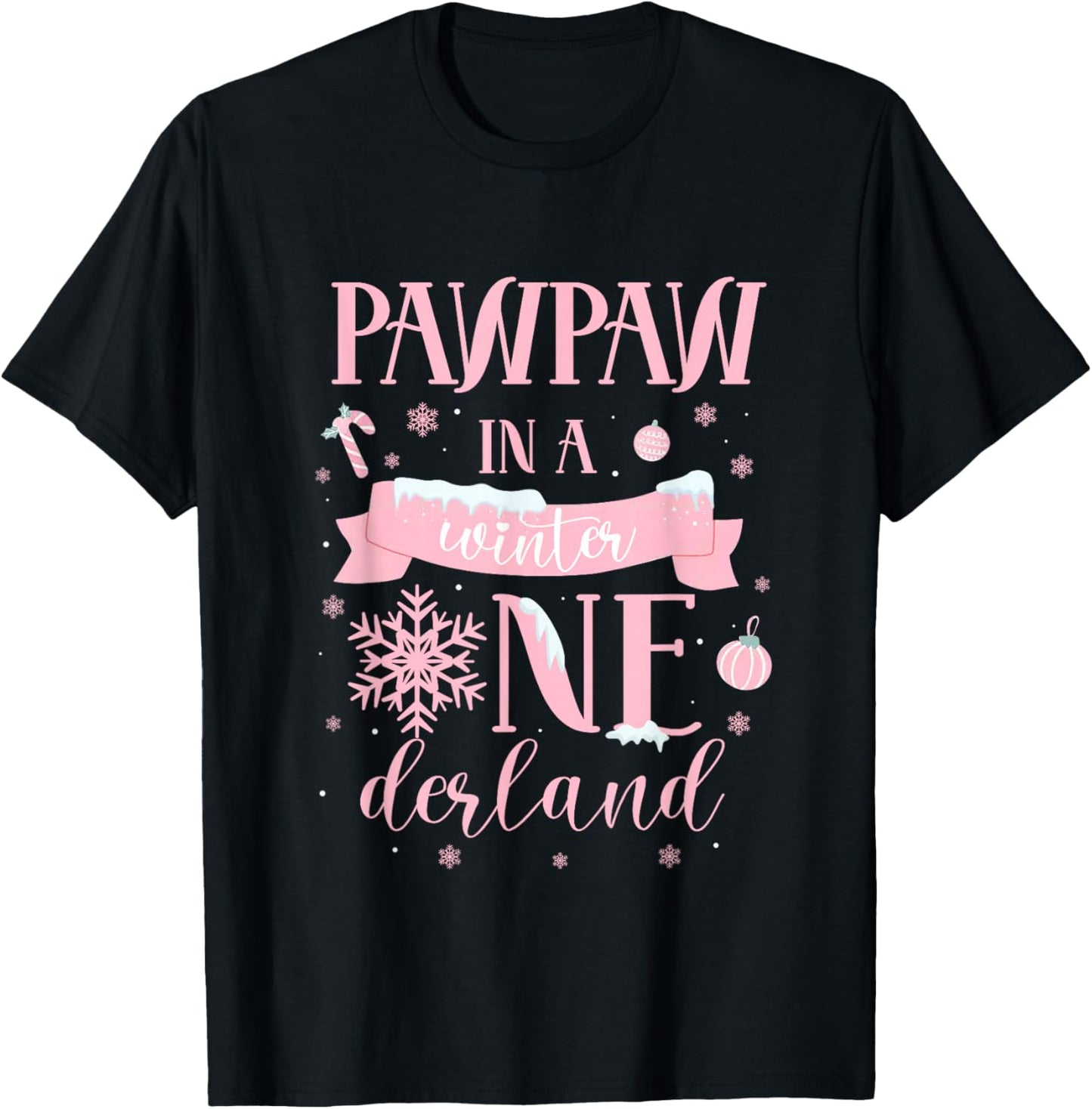 Pawpaw in a Winter Onederland Birthday Girl Sweet Snowflake T-Shirt - T-Shirt | Black