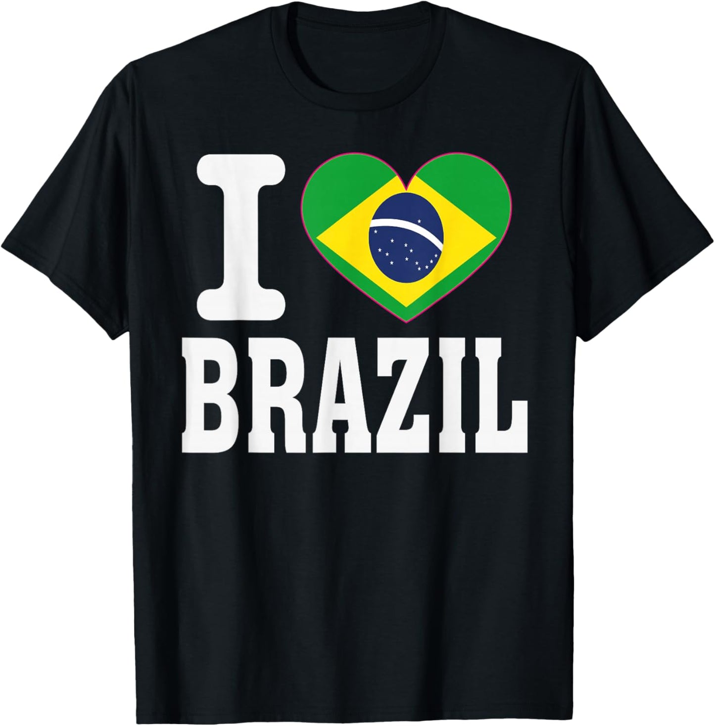 I Love Brazil Heart Souvenir Lovers Pride Travel T-Shirt - T-Shirt | Black