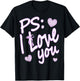 PS I Love You Day Valentine's Day Purple Heart Women Men Kid T-Shirt - T-Shirt | Black