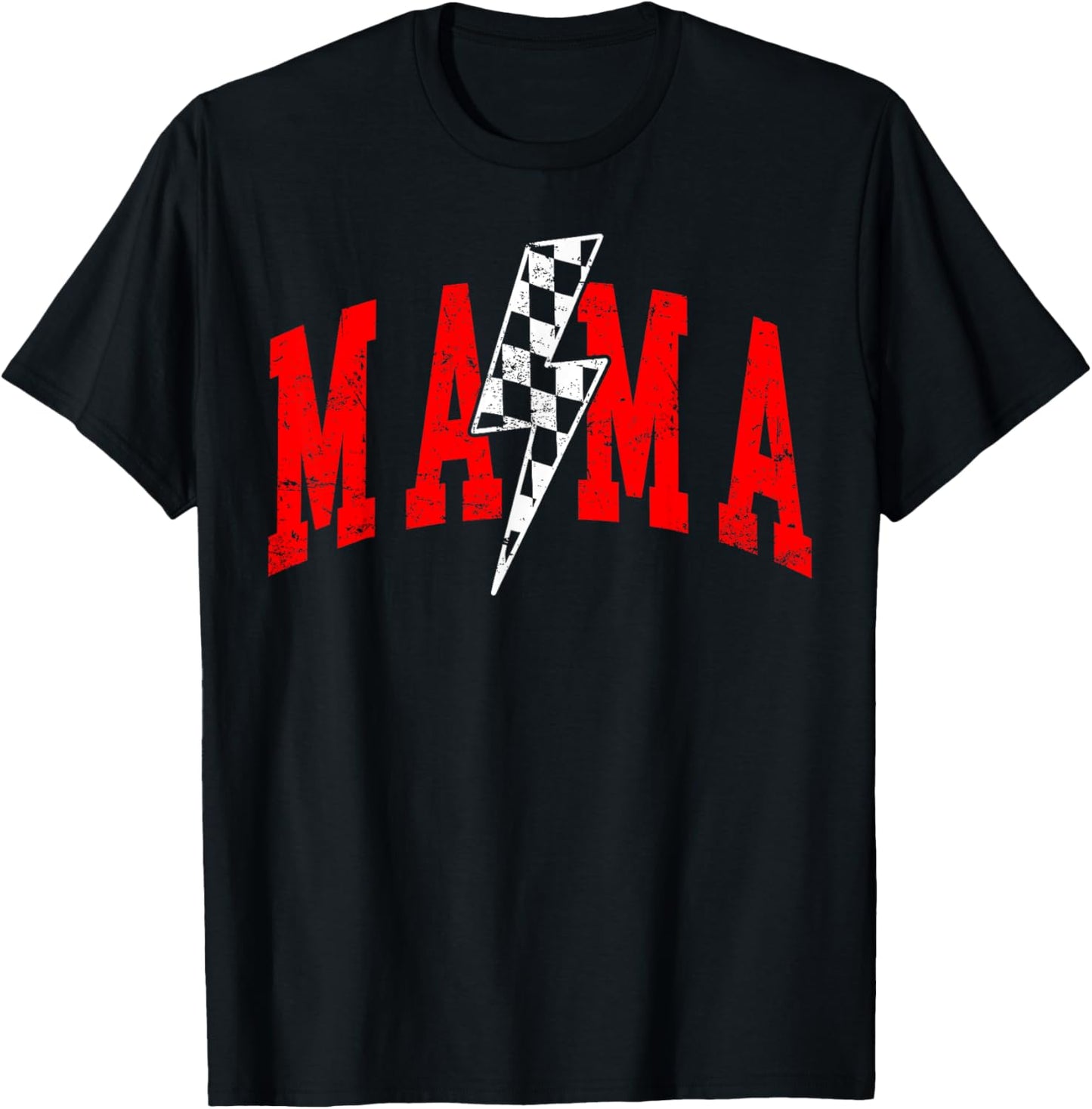 Mama Lightning Funny Checkered Mom Women Mother's Day T-Shirt - T-Shirt | Black