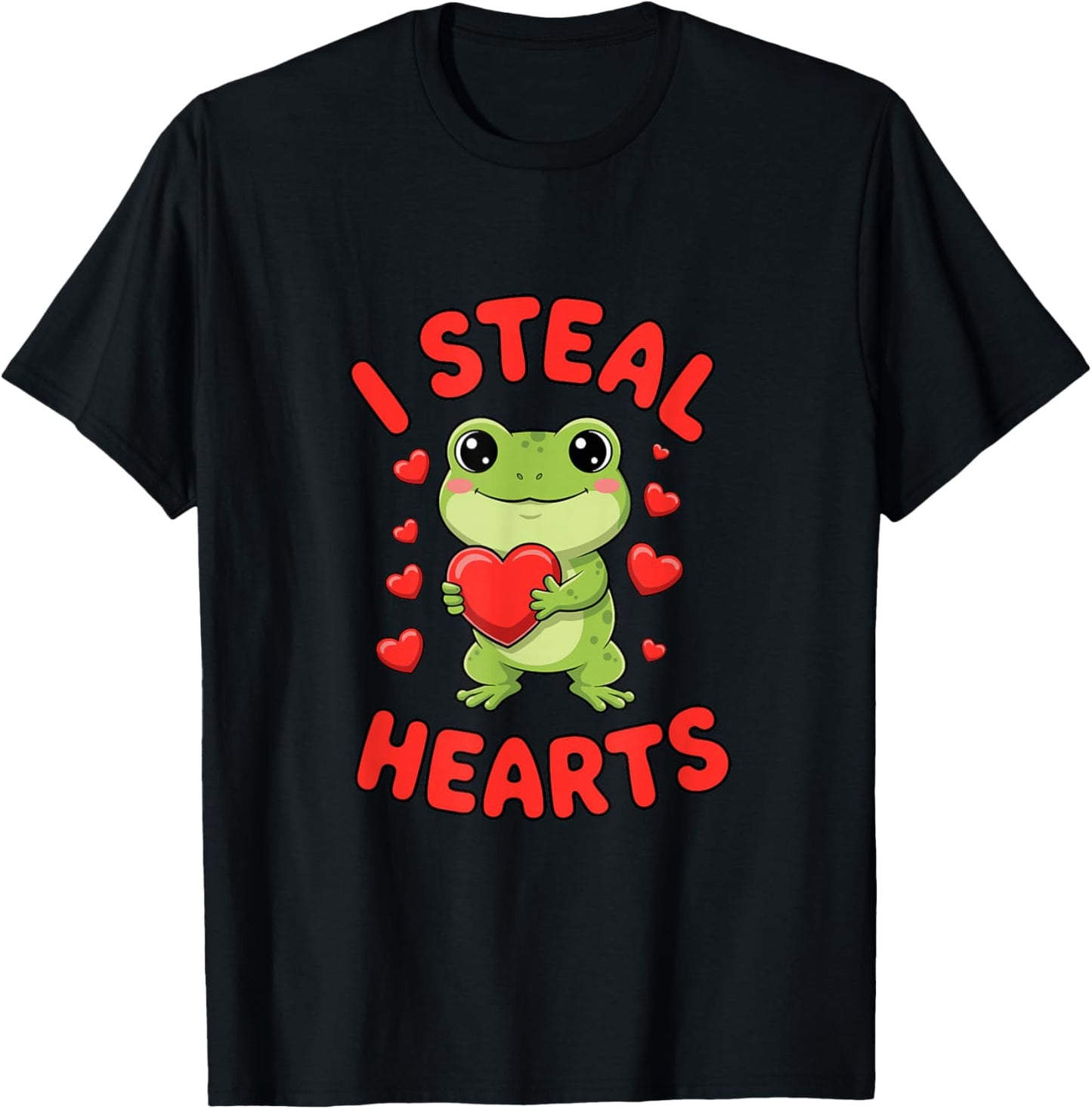 I Steal Hearts Frog Valentine's Day Love T-Shirt - T-Shirt | Black