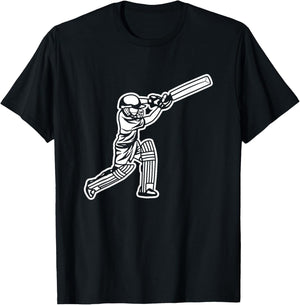 Funny Cricket Boy Cricketer Bat-and-Ball Game T-Shirt - T-Shirt | Black