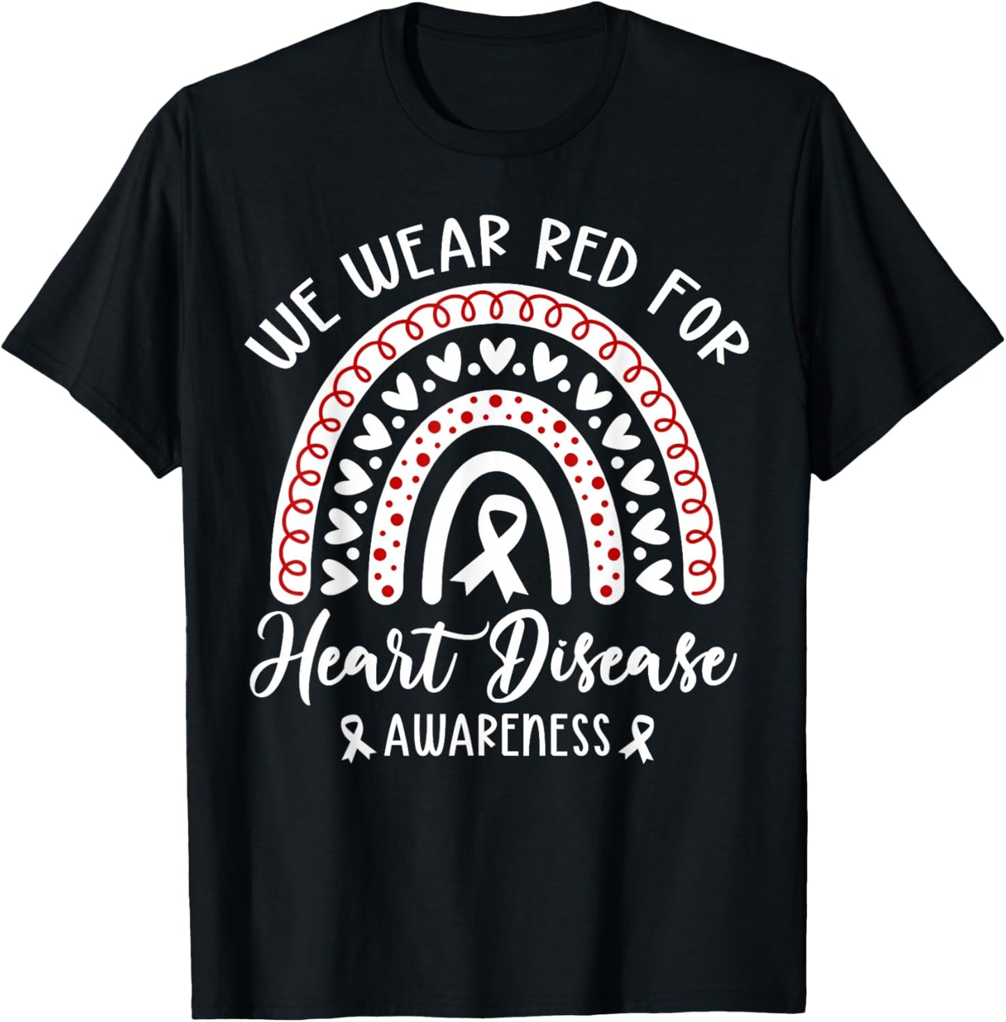 in February We Wear Red Kids Heart Disease Month T-Shirt - T-Shirt | Black