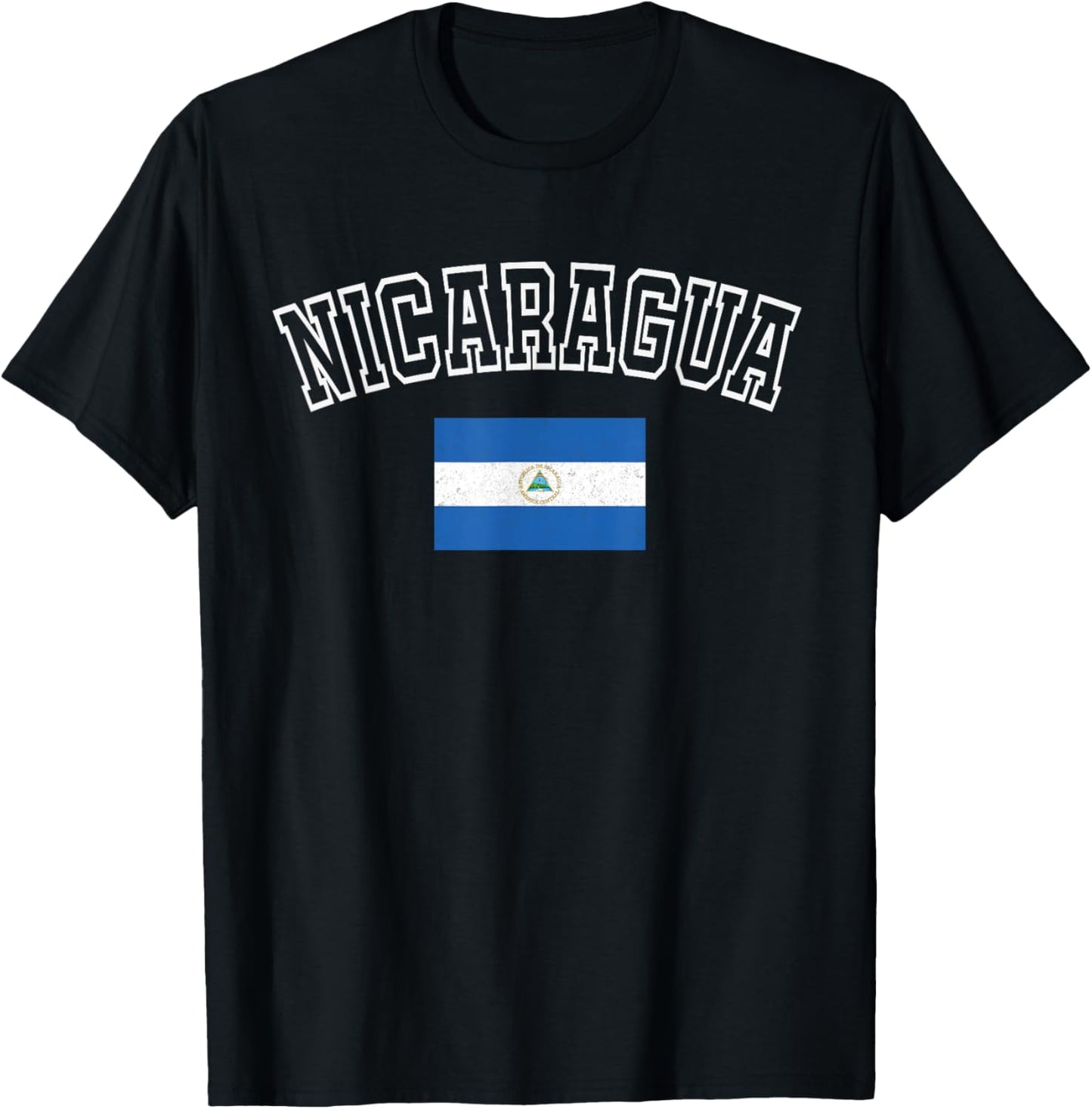 Nicaragua Flag Vintage Distressed Retro Heritage Design T-Shirt - T-Shirt | Black