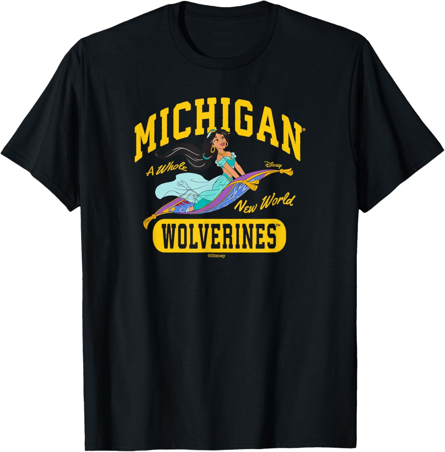 Michigan Wolverines Princess Jasmine Dark Gray T-Shirt - T-Shirt | Black