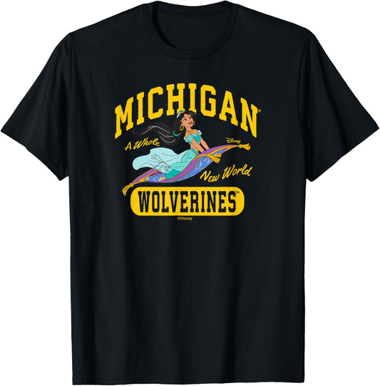 Michigan Wolverines Princess Jasmine Dark Gray T-Shirt - T-Shirt | Black