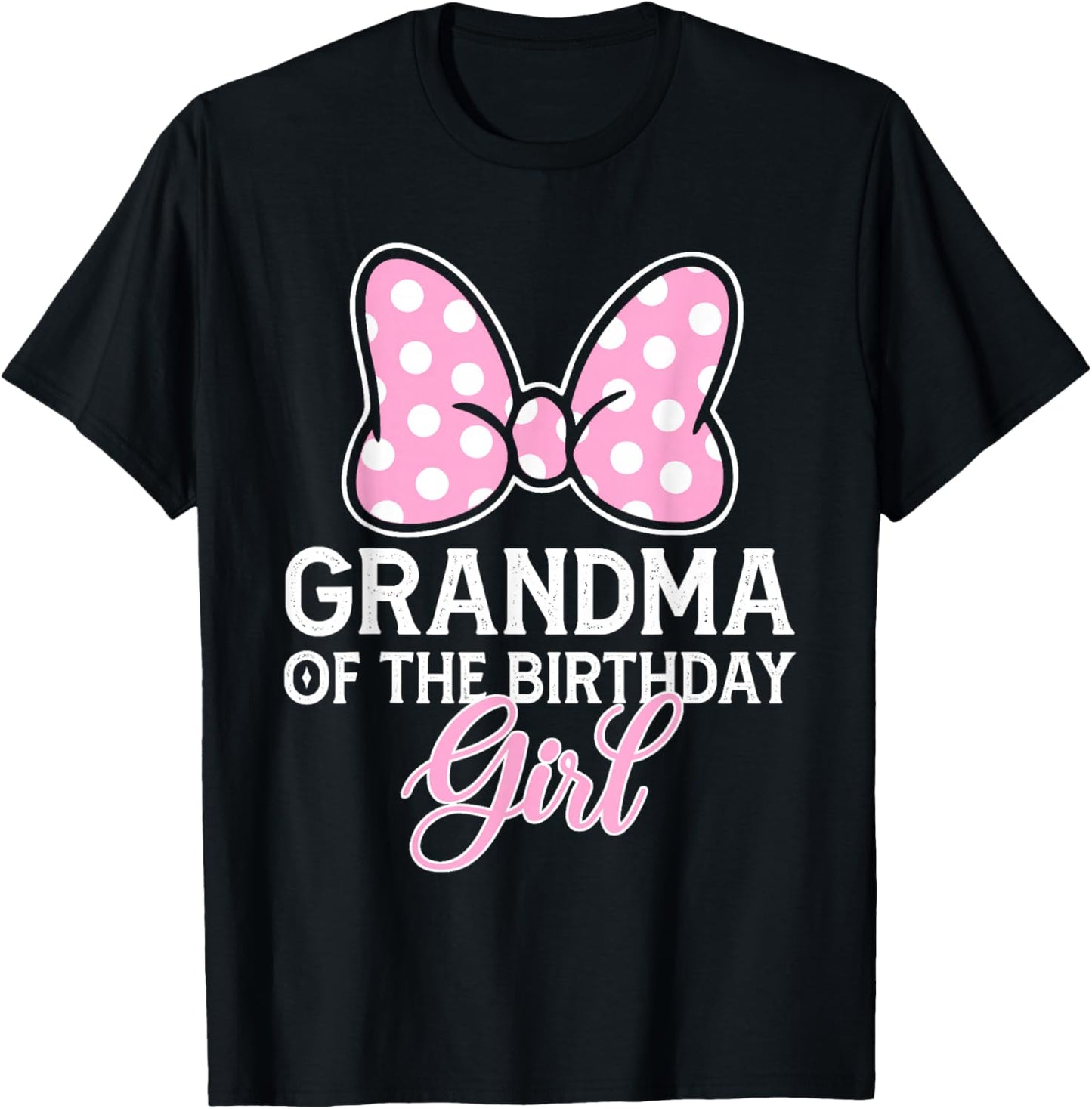 Grandma of The Birthday Girl Cute Pink Bow Family Matching T-Shirt - T-Shirt | Black