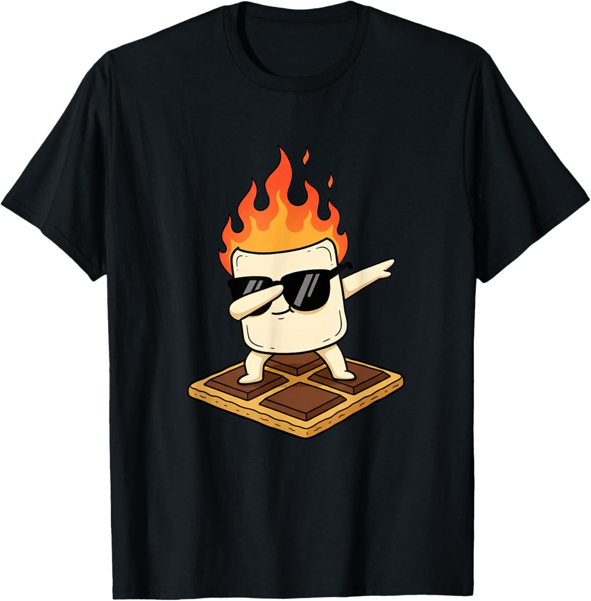 Dabbing Marshmallow On S'More Camping Kids Outdoor Funny T-Shirt - T-Shirt | Black
