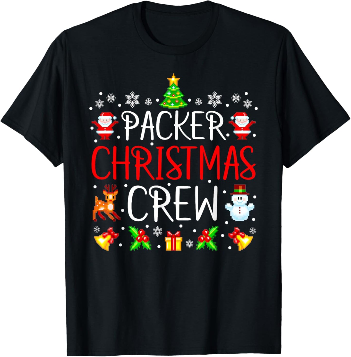 Packer Christmas Crew Matching Xmas Packager T-Shirt - T-Shirt | Black