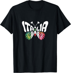 Italy Butterfly - Italian Flag Colors Souvenir T-Shirt - T-Shirt | Black