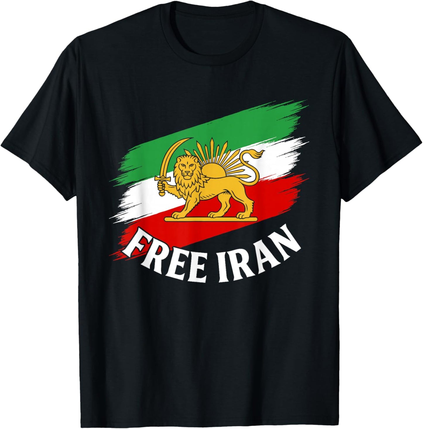Free Iran T Iranian Flag Lion T-Shirt - T-Shirt | Black