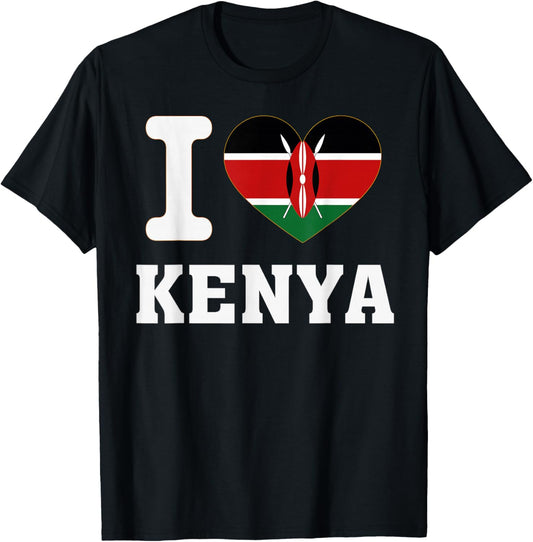 I Love Kenya Heart Souvenir Lovers Pride Travel T-Shirt - T-Shirt | Black