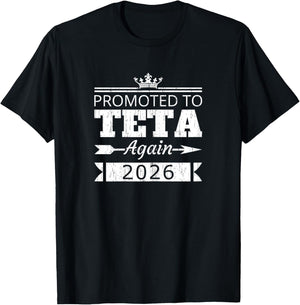 Promoted to Teta Again 2026 Aunt Reveal Vintage T-Shirt - T-Shirt | Black