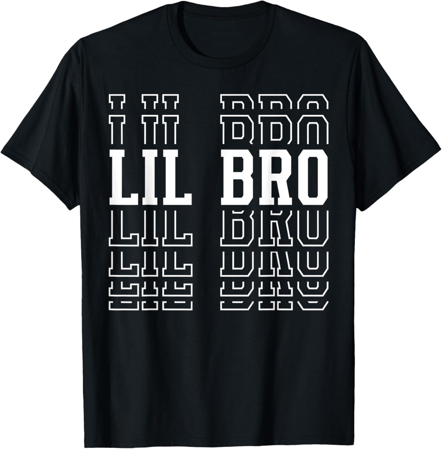 Lil Bro Funny Layered Text Siblings Little Brother T-Shirt - T-Shirt | Black