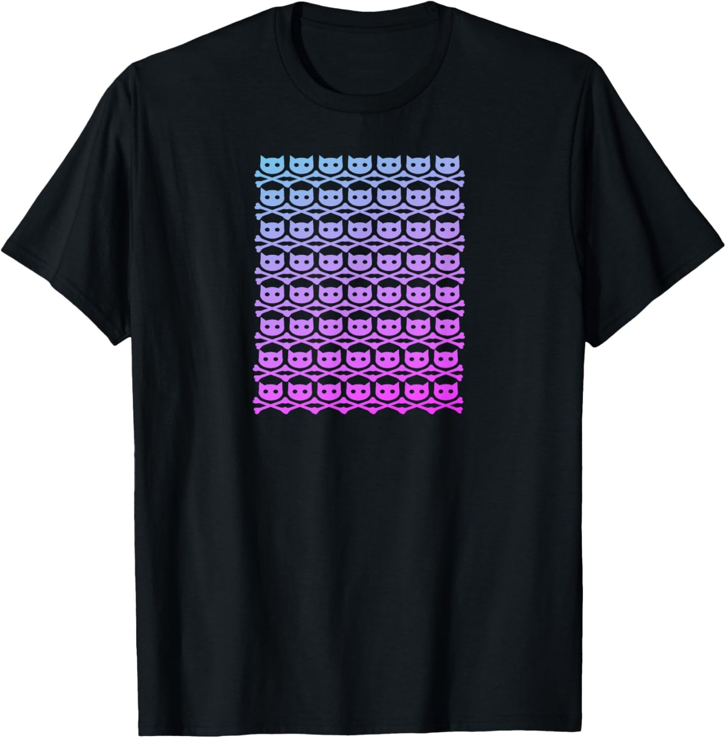 BuddyCatAFK All Over Skull Logo Pink Fade Dark T-Shirt - T-Shirt | Black