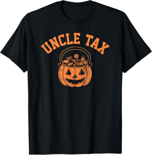Halloween Vintage Uncle Tax Pumpkin Spooky Trick-or-Treat T-Shirt - T-Shirt | Black