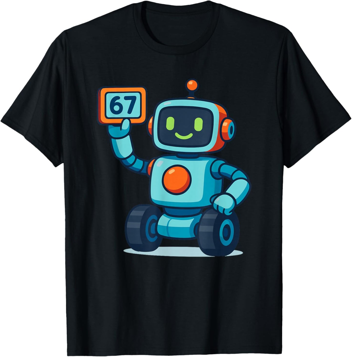 Cartoon Robot 67 Meme T-Shirt - T-Shirt | Black