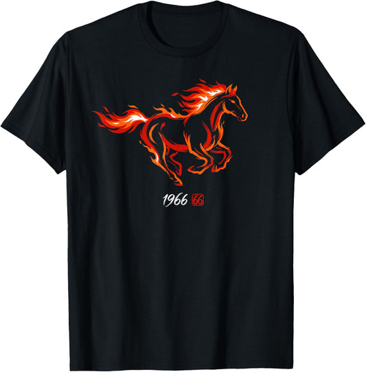 1966 Year of The Fire Horse 60th Birthday Japanese Art T-Shirt - T-Shirt | Black