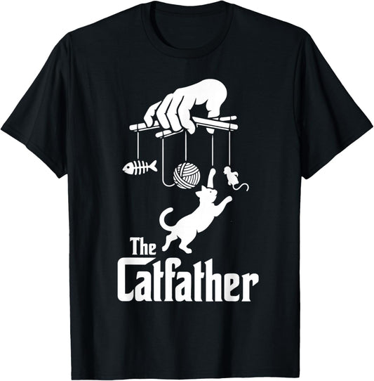 Funny Cat Dad Life The Catfather Fathers Day Vintage T-Shirt - T-Shirt | Black