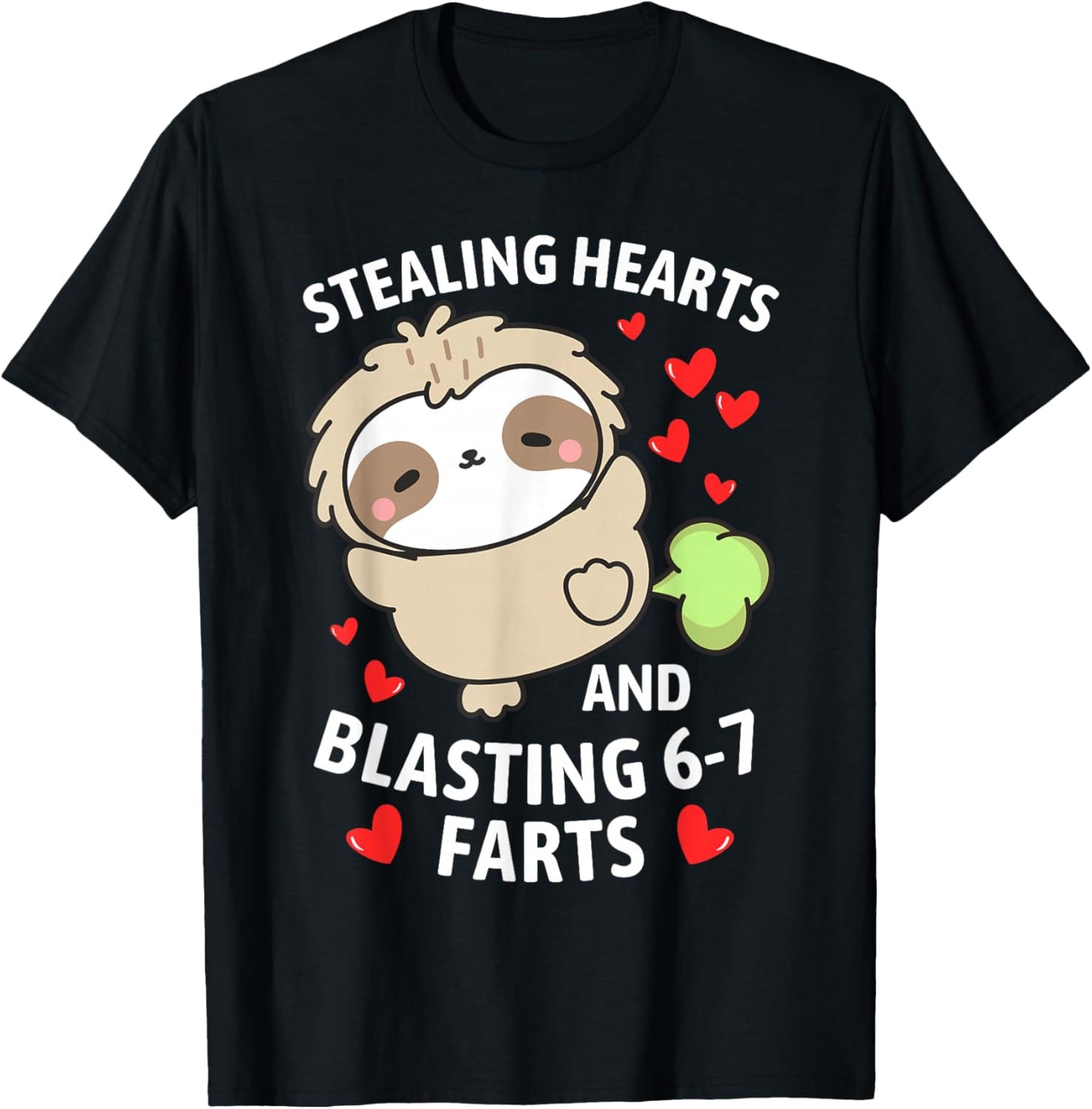 67 Meme Stealing Hearts Valentine's Day Sloth Kids Boys T-Shirt - T-Shirt | Black