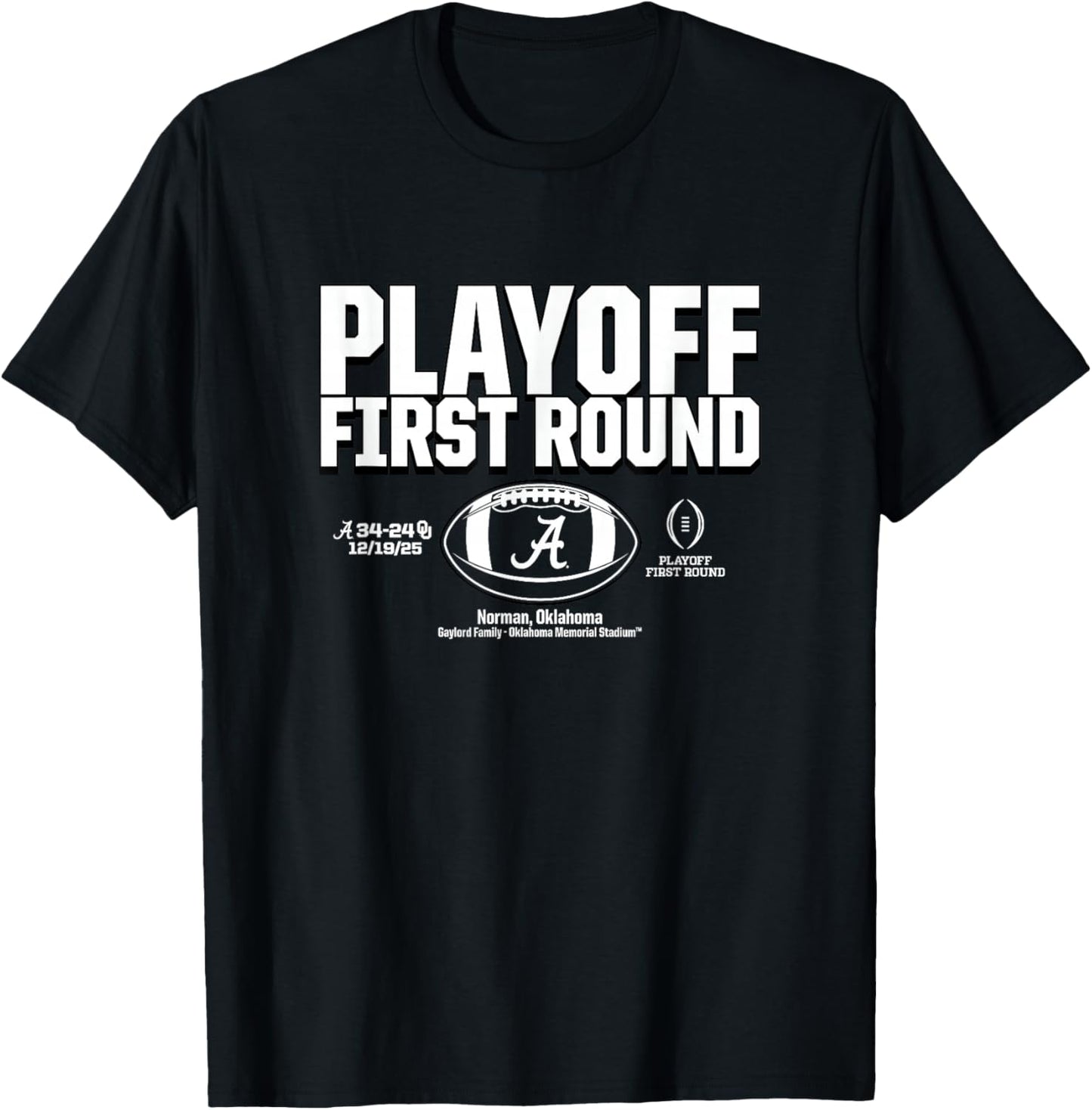 Alabama Crimson Tide 2025 College Football Playoff 1st Round T-Shirt - T-Shirt | Black