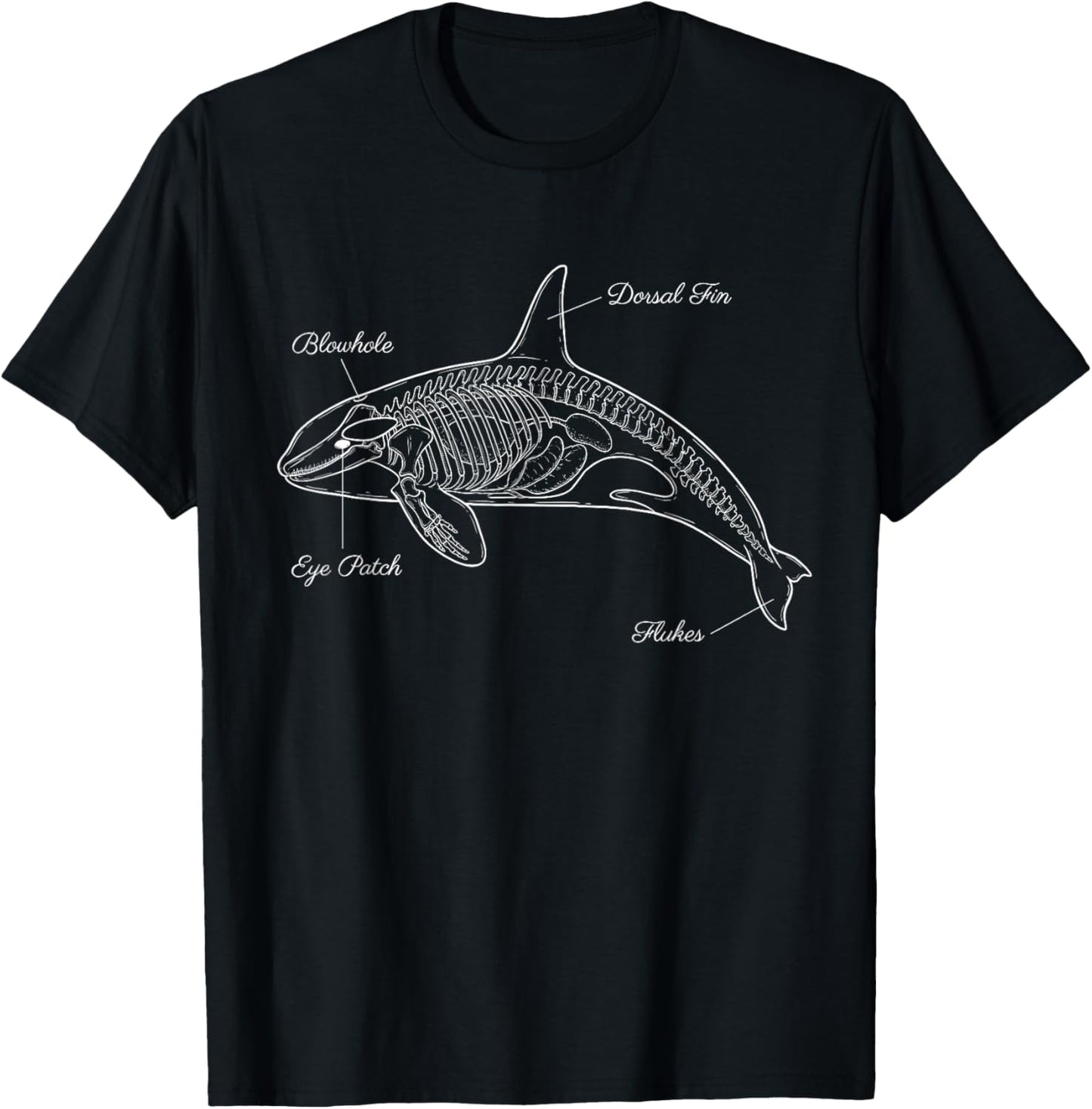 Orca Anatomy Whale Watching Skeleton Scientific Diagram T-Shirt - T-Shirt | Black