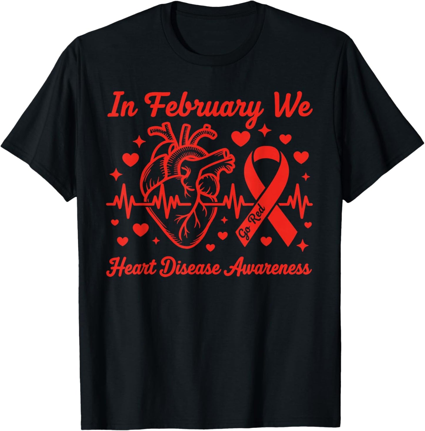 in February We Go Red CHD Heart Disease Awareness Survivor T-Shirt - T-Shirt | Black