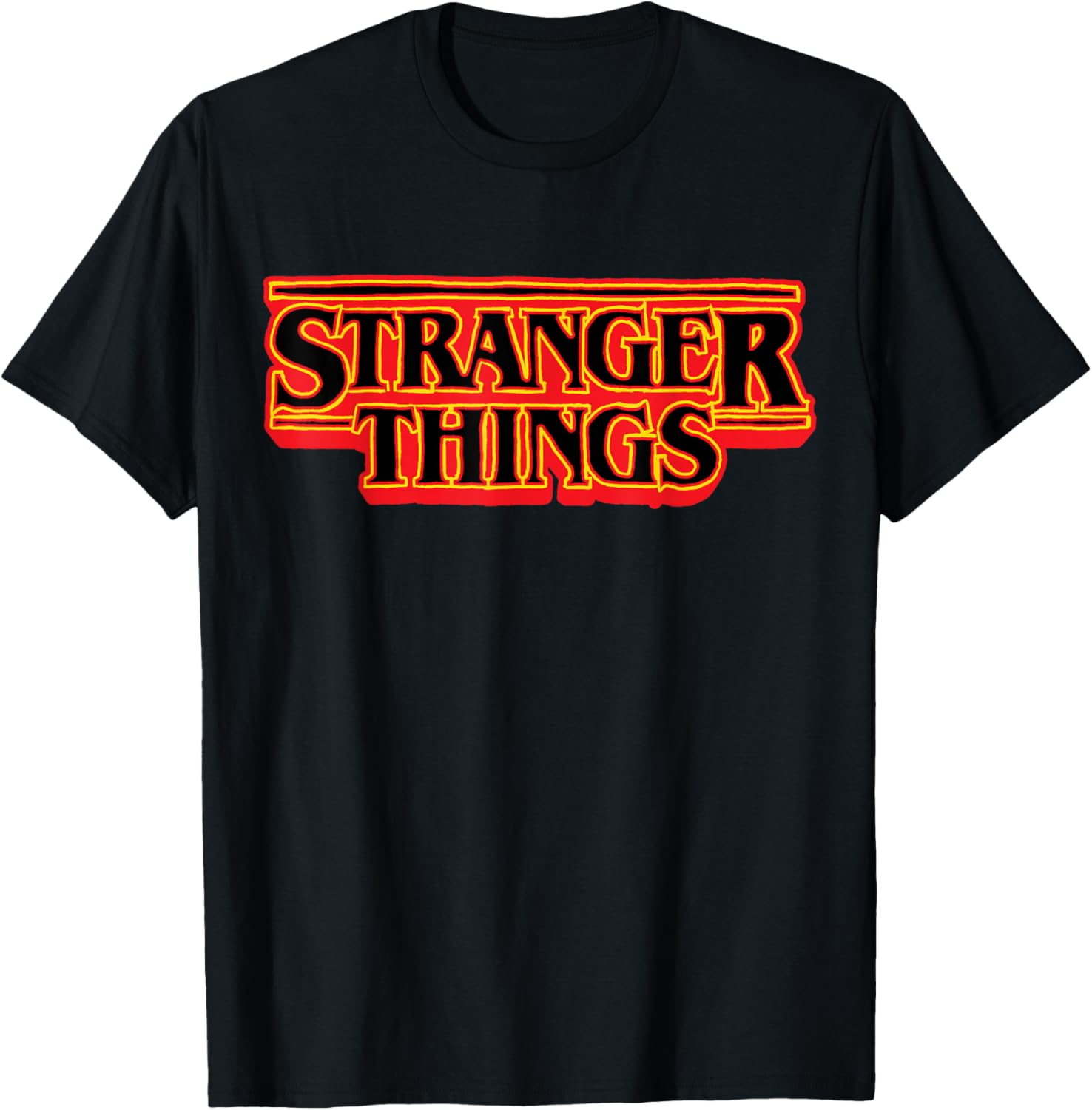 Stranger Things Season 5 Retro Neon Red Logo T-Shirt - T-Shirt | Black
