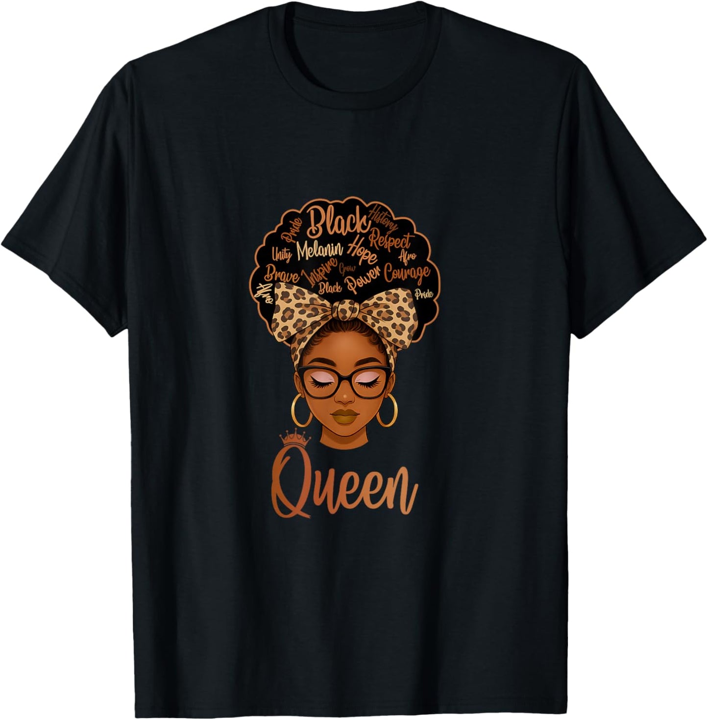 Afro Woman Melanin Queen African American Black History T-Shirt - T-Shirt | Black