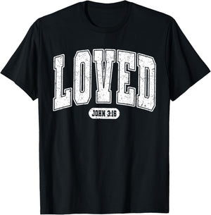 Loved Christian Faith Heart Valentines Day Men Women Kids T-Shirt - T-Shirt | Black