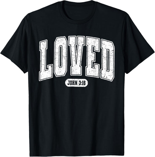 Loved Christian Faith Heart Valentines Day Men Women Kids T-Shirt - T-Shirt | Black