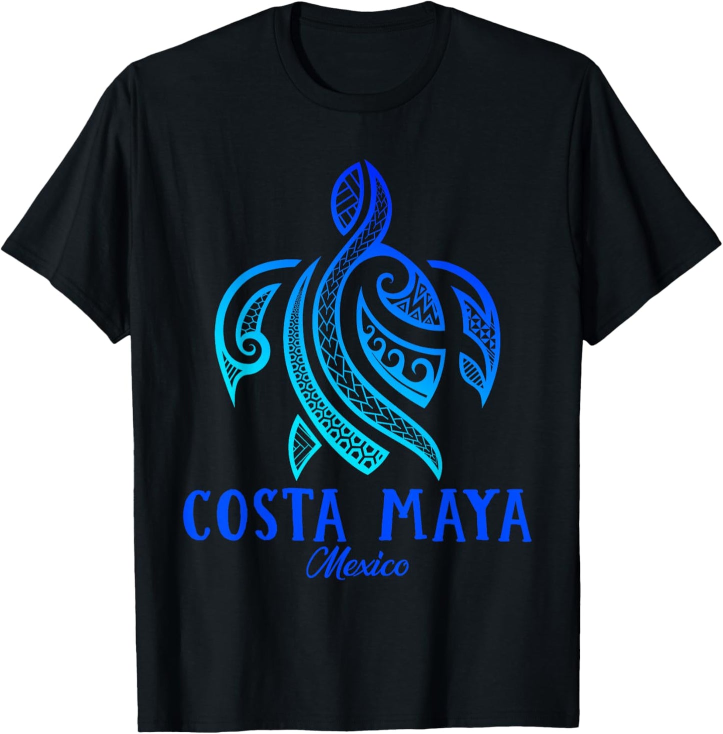 Costa Maya Mexico Sea Turtle Tie Dye Hibiscus Beach Vacation T-Shirt - T-Shirt | Black