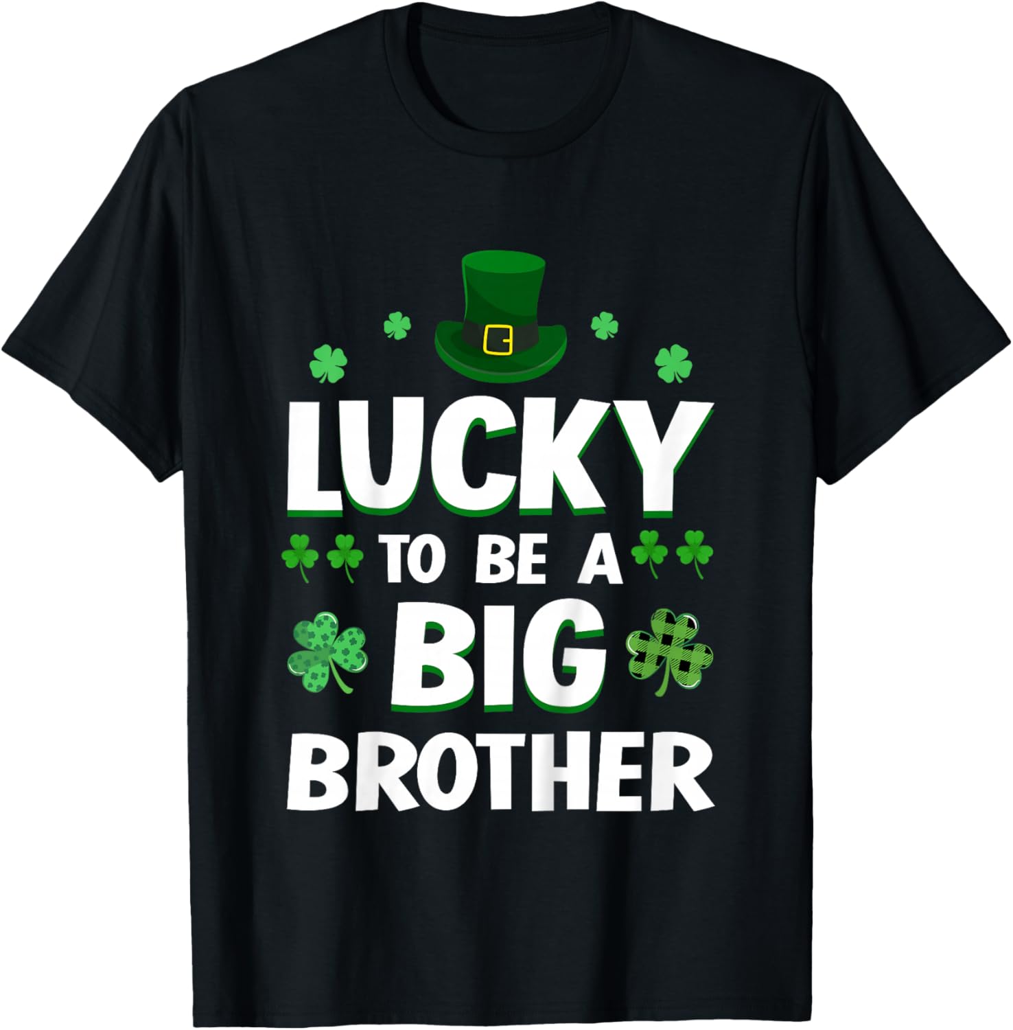 Kids Lucky to Be A Big Brother St Patrick's Day Gender Reveal T-Shirt - T-Shirt | Black