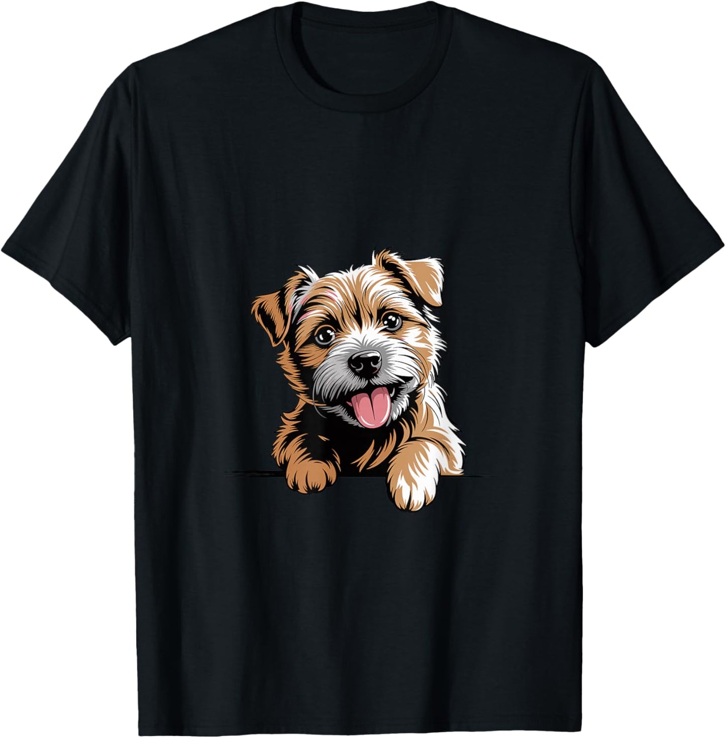 Cute Small Artistic Illustration Cartoon Norfolk Terrier T-Shirt - T-Shirt | Black