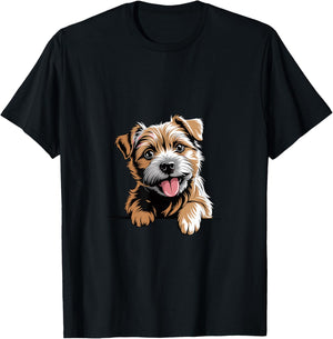 Cute Small Artistic Illustration Cartoon Norfolk Terrier T-Shirt - T-Shirt | Black