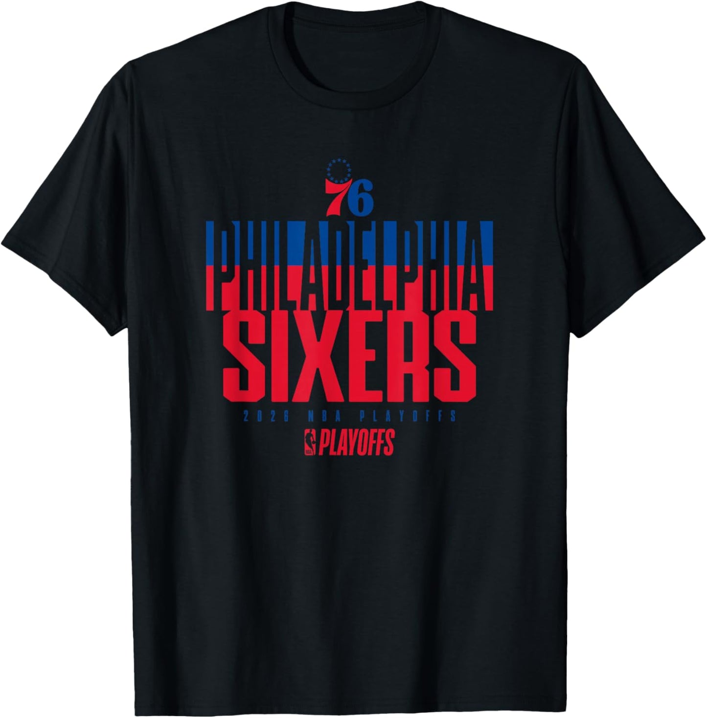 NBA Official 2026 Playoffs Philadelphia 76ers Stacked Up T-Shirt - T-Shirt | Black