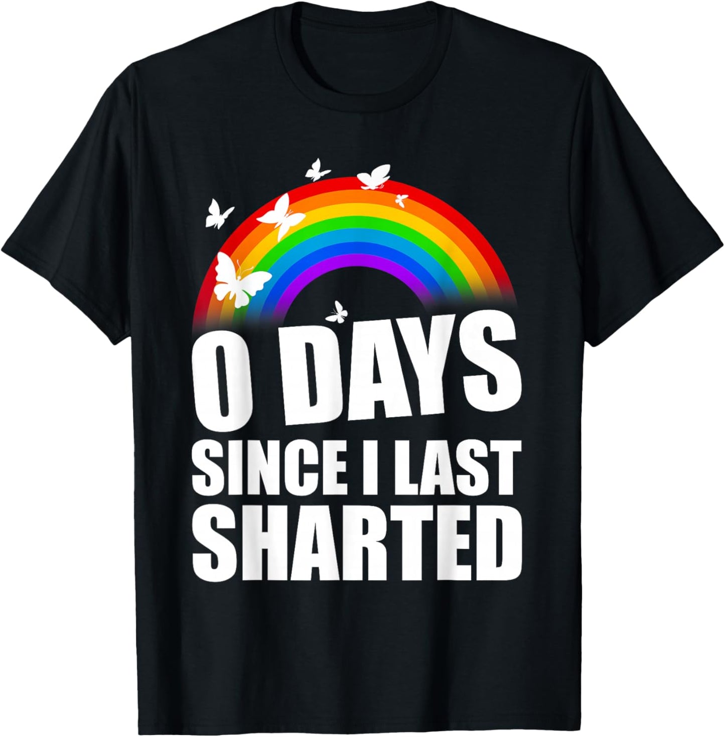 Inappropriate 0 Days Since I Last Sharted Funny Adult Humor T-Shirt - T-Shirt | Black