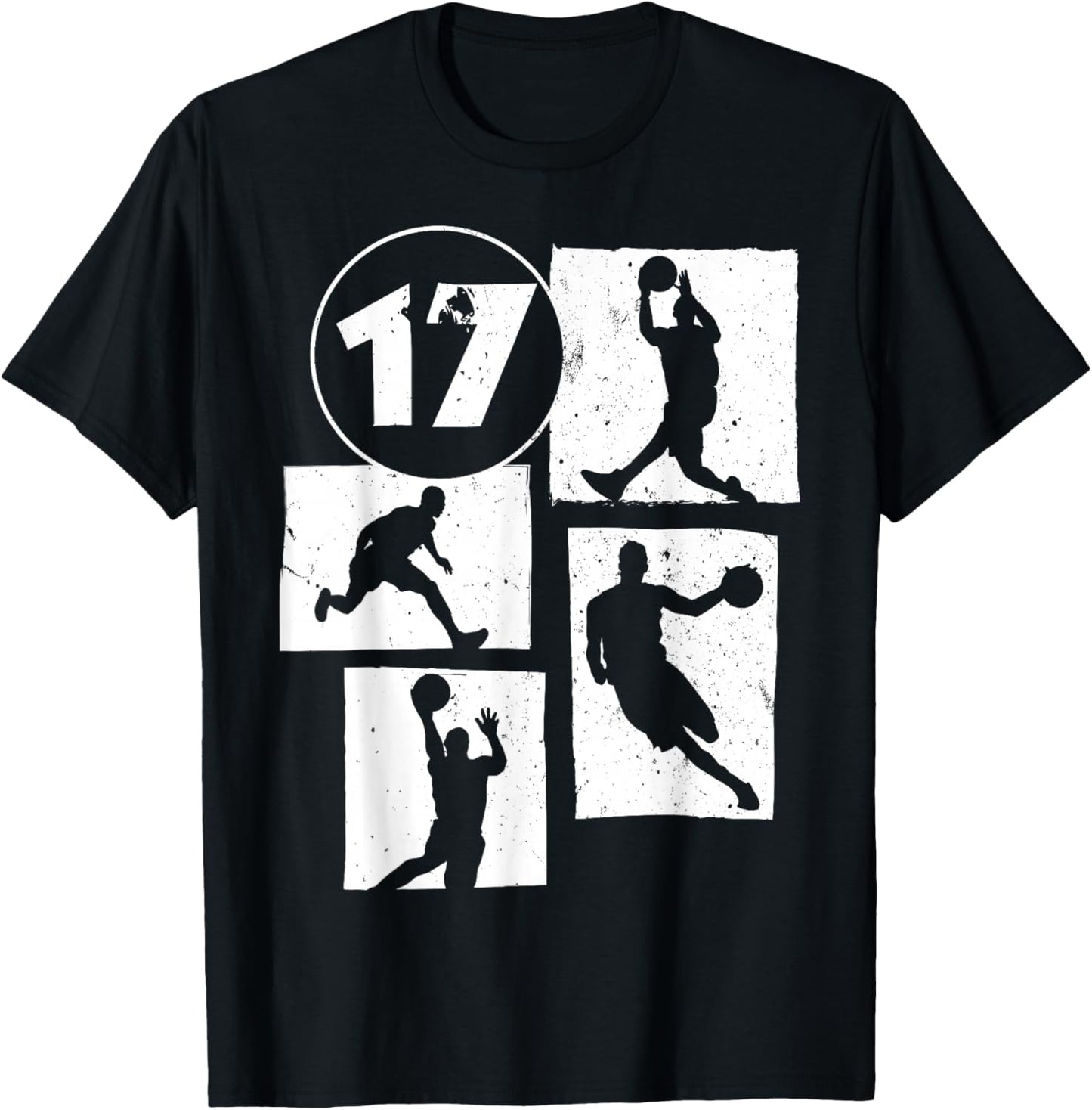 17th Birthday Boys Basketball Player Basketball 17 Years Old T-Shirt - T-Shirt | Black
