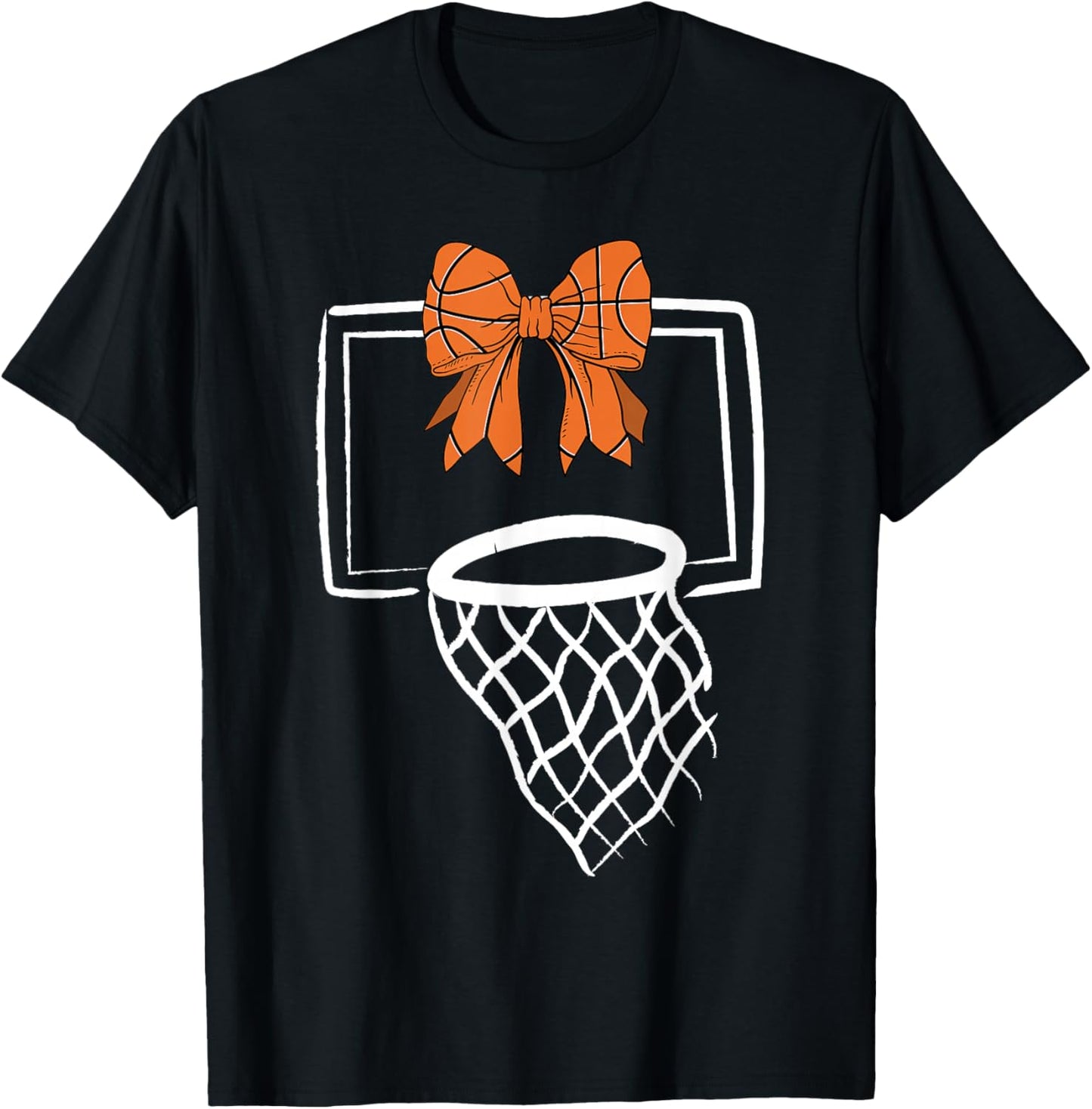 Basketball Coquette Bow Women Girls T-Shirt - T-Shirt | Black
