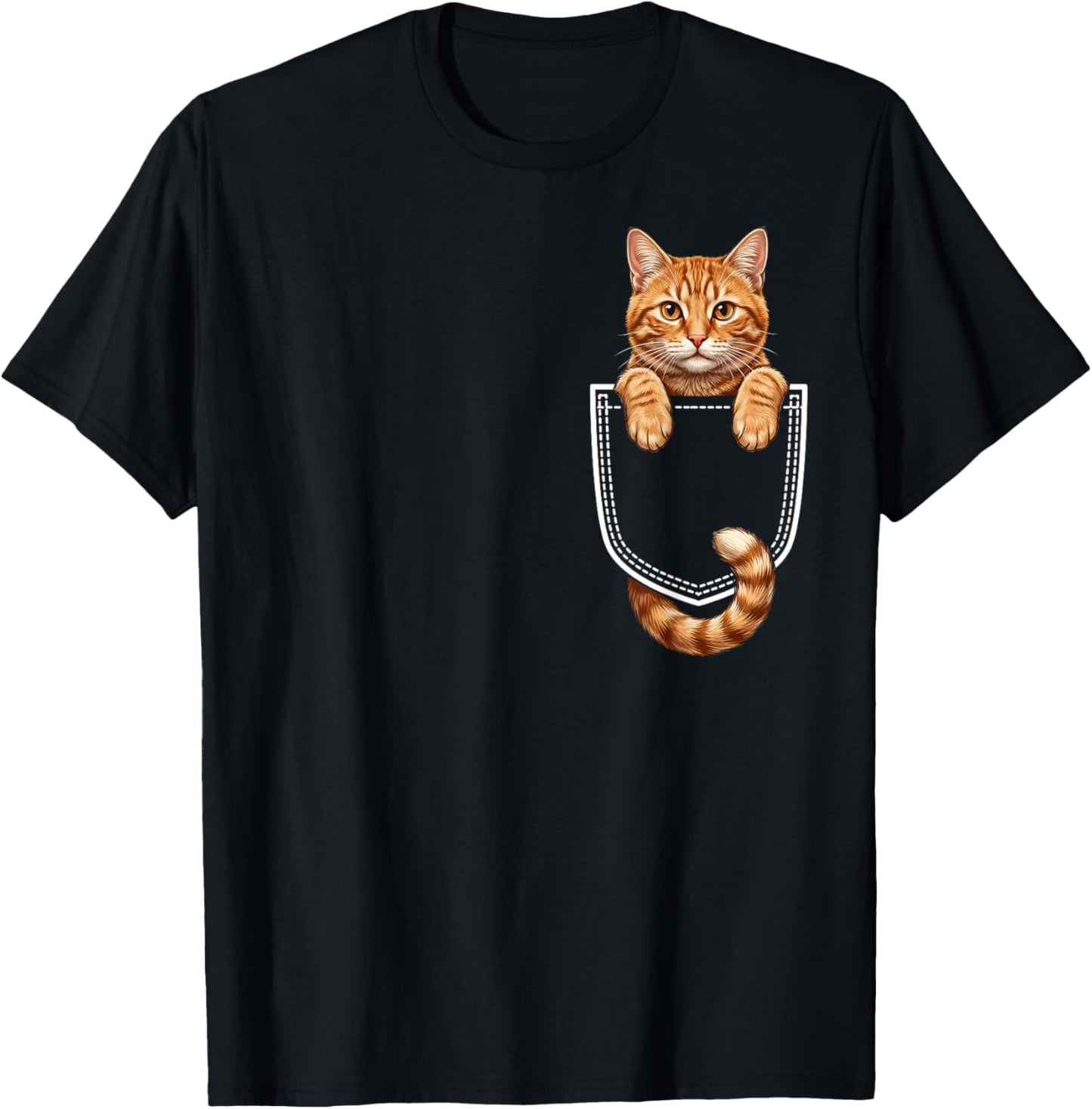 Cute Orange Tabby Cat in Pocket Kitten for Pet Lovers T-Shirt - T-Shirt | Black