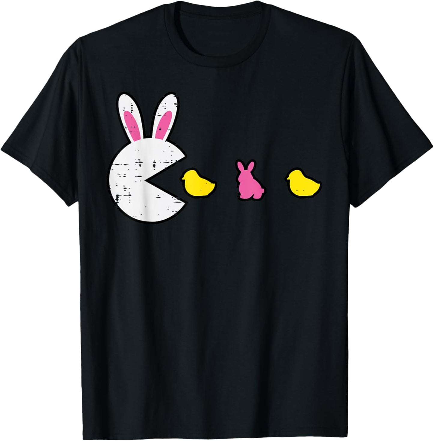 Easter Video Game Bunny Ears Eating Retro Men Boys Kids Teen T-Shirt - T-Shirt | Black