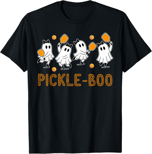 Halloween Pickleball Ghosts Pickle Boo Costume Men Women Kid T-Shirt - T-Shirt | Black