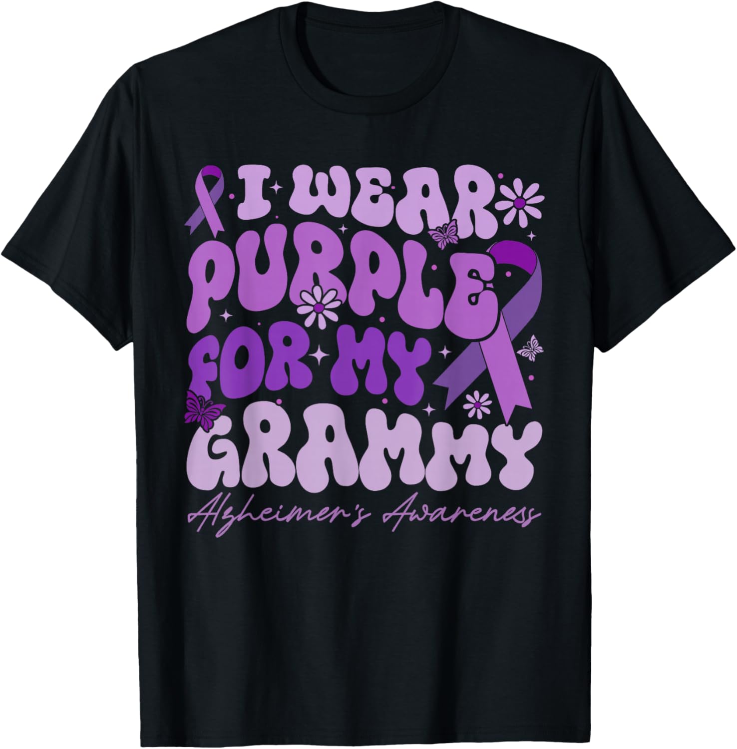 I Wear Purple for My Grammy Dementia Alzheimer's Awareness T-Shirt - T-Shirt | Black