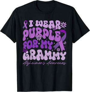 I Wear Purple for My Grammy Dementia Alzheimer's Awareness T-Shirt - T-Shirt | Black