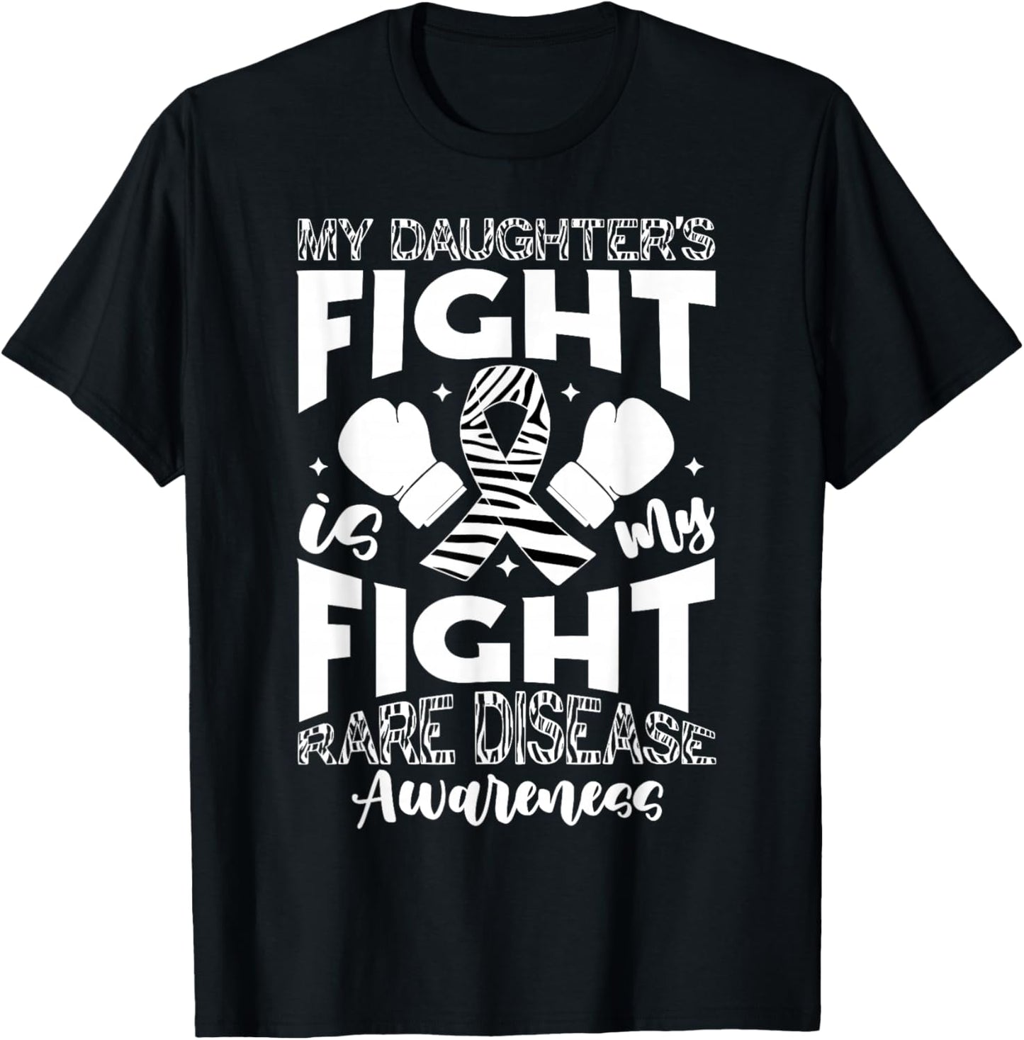 Rare Disease Awareness Daughter Zebra Ribbon T-Shirt - T-Shirt | Black