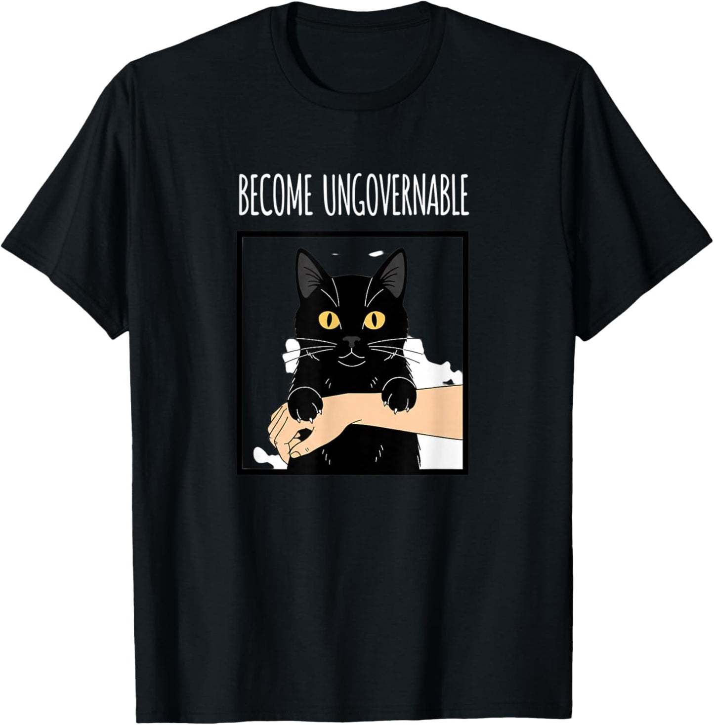 Cat Become Ungovernable, Black Cat Meme with Bite T-Shirt - T-Shirt | Black