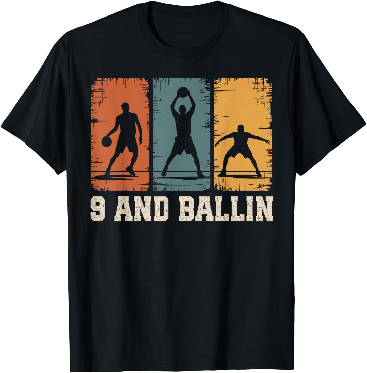 9 and Ballin 9th Birthday Girl 9 Years Old Boy Basketball T-Shirt - T-Shirt | Black